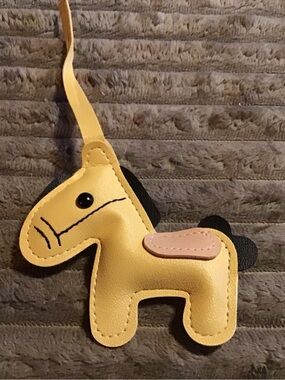Yellow Horse leather Keychain